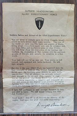 Original Dwight Eisenhower D-Day Message to AEF Troops...$325 SOLD