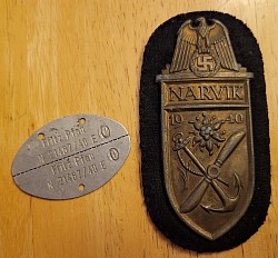 Nazi Kriegsmarine Narvik Shield with KM Sailor's ID Disk...$485 SOLD