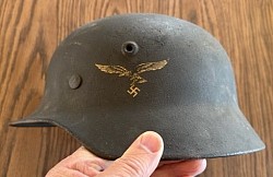 Nazi Luftwaffe M40 Single Decal Helmet with G.I.s Mailing Label...$625 SOLD