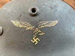 Nazi Luftwaffe M40 Single Decal Helmet with G.I.s Mailing Label...$625 SOLD