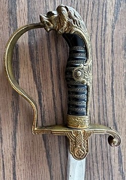 Nazi Brass-Handled Lionhead Sword by Eickhorn with Monogram...$650 SOLD