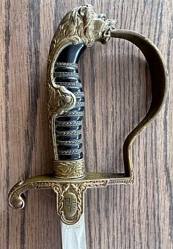Nazi Brass-Handled Lionhead Sword by Eickhorn with Monogram...$650 SOLD