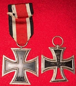 Nazi Iron Cross 2nd Class with Ribbon, and Broken WWI German Iron Cross...$195 set SOLD