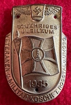 Nazi 1935 Veterans' Association 50-Year Anniversary Walking Stick Shield...$35 SOLD