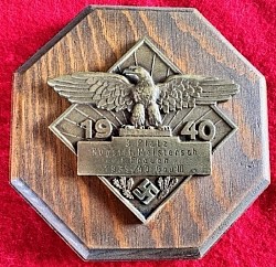 Nazi Cultural Award Brass Plaque with Inscription...$110 SOLD