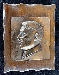 Nazi Hitler Profile Bronze Plaque on Wooden Base...$95 SOLD