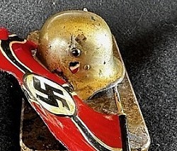Nazi Helmet Desk Ornament on Marble Base with Original Metal Nazi Battle Flag...$140 SOLD