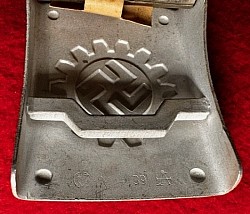 Nazi DAF EM Belt Buckle by E W. Assmann & Söhne, Lüdenscheid with Paper RZM Tag...$225 SOLD