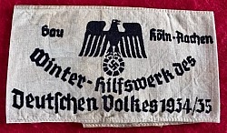 Nazi Winterhilfswerk 1934-35 Gau Köln-Aachen Armband...$165 SOLD