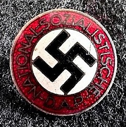Nazi NSDAP Enameled Magnetic Party Member's Badge Marked 