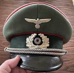 Nazi Army Officers Peaked Visor Hat by EREL Named to Oberstleutnant Friedrich Müller-Kölling...$875 SOLD