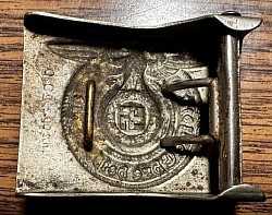 Nazi Nickel SS EM Belt Buckle Marked 