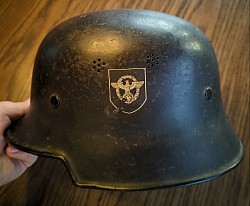 Nazi Fire Police Double Decal Helmet With Partial Liner...$285 SOLD