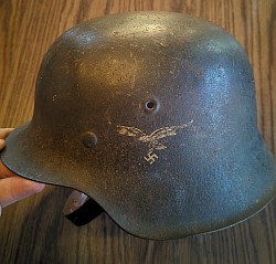 Nazi Luftwaffe M42 Single Decal Combat Helmet...$395 SOLD