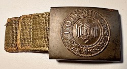 Nazi Army EM Belt Buckle with Tropical Web Tab by Gustav Brehmer...$325 SOLD