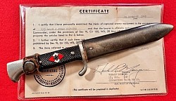 Nazi Hitler Youth Knife Dated 1941 with Capture Paper...$550 SOLD