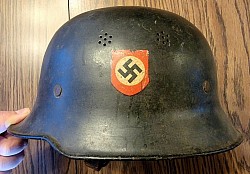 Nazi M34 Fire Police Double Decal Helmet with Liner and Partial Chinstrap...$395 SOLD